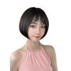AliExpress peruca de comércio exterior feminina cabelo preto curto liso cabeça bobo fibra química cobertura completa da cabeça franja de ar moda cabelo curto