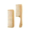 Set de Peines de Bambú Natural Cuidado del Cabello Suave Peine de Dientes Finos Peine de Dientes Anchos Antiestático Doméstico Portátil Peine para Peinar el Cabello