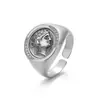 Nuevo Anillo Abierto con Moneda Antigua de Dioniso Estilo Europeo y Americano de Nicho para Mujer, Anillo de Pareja de Moneda de Dios Masculino Griego Antiguo de Alta Gama