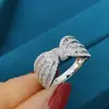 Anillo para Dedo de Moda Trendy Estilo Ins Minuto Lujo Ligero Nicho Anillo de Lazo Circón Microincrustado Joyería de Moda r7850