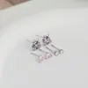 Aguja de plata S925 un juego de tres pares aretes de botón para mujer dormir sin quitarse oso amor pequeño aretes aretes de estudiante