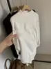 Wan puede combinar ~ suéter de manga larga cálido de vellón de grano australiano acolchado de color sólido simple suelto de cuello pequeño nuevo de invierno