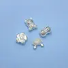 Accesorios de Artesanía Fina de Plata Pura 999 Patrón de Oso Flor Hueca Cuentas Espaciadoras Accesorios para Pulseras DIY