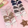 Acessório de Cabelo Feminino Elegante Amazon, Grampo Doce com Diamante Estrela de Cinco Pontas e Laço de Renda Dupla Camada Transfronteiriço Europeu e Americano para Crianças