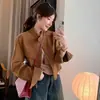 Chaqueta de cuero gamuza Melard para mujer, nueva chaqueta corta de moda casual estilo coreano para primavera y otoño para mujeres petite