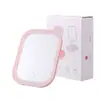 Espejo plegable con luces, tocador, iluminación suplementaria, espejo de escritorio de belleza de mano pequeño, espejo LED portátil para maquillaje