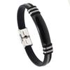 Nuevo brazalete de silicona de personalidad europea y americana para hombre, pulsera de placa rígida de acero inoxidable con letras, accesorios de acero de titanio a la moda, pulsera
