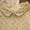 Camisa Ye Luo Gui de Algodão Puro com Bolinhas e Gola Boneca Temperamento Retrô Artística Rejuvenescedora Camisa Versátil Base para Estudante