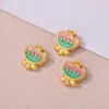 Cuentas Espaciadoras de Flor de Loto Caqui con Goteo de Aceite Chapadas en Oro Antiguo para Pulsera Collar Hecho a Mano Joyería Colgante Cuentas Sueltas Accesorios