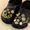 Zuecos de estilo lujoso transfronterizos, con pedrería brillante, adornos de flor de perla y cadena en forma de corazón, accesorios de hebilla de metal desmontables para zapatos