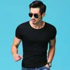 Camiseta Masculina de Manga Curta Cor Sólida Verão Meia Manga Cor Sólida Marca Tendência Moda Top Masculino Camisa Básica Cor Tendência