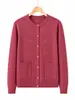 Nuevo cárdigan de punto rojo de talla grande para otoño para mujeres de mediana edad y mayores, abrigo suéter elegante de manga larga suelto para primavera