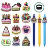 Lindo Portalápices de Dibujos Animados de Pastel de Cumpleaños Portajoyas Parche Adhesivo Suave de PVC Bolígrafo de Bola DIY Bolígrafo Neutro Set de Bolígrafos Set Decorativo