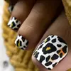 Parches para Uñas de los Pies Adhesivos Parches para Uñas de los Pies Estampado de Leopardo Blanco y Negro Moda de Verano Parches para Uñas Falsas