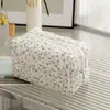 Nova Necessaire Acolchoada Floral, Bolsa de Higiene Pessoal Portátil para Viagem, Bolsa Grande Feminina para Armazenamento de Batons e Cosméticos