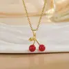 Colar Feminino Casual e Nicho de Alta Qualidade Design Geométrico com Gema de Cereja Corrente Longa para Clavícula Colar Versátil para Mulheres