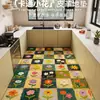 Alfombrilla de cocina de cuero pintada al óleo, engrosada, impermeable, ecológica, sin olor, antideslizante, fácil de mantener, alfombra con forma personalizada