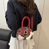 Bolso Nuevo Retro Color Contrastante Maillard para Mujer Oso Lindo Gatito Textura Moda para Viajes Diarios Bolso Cruzado