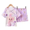 Ropa de Casa para Niños 2025 Verano Nuevo Versión Coreana Dibujos Animados Lindo Niños y Niñas Manga Corta Shorts Traje de Casa Venta al por Mayor