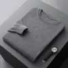 Novedad Otoño/Invierno Primera Línea Ropa Lista para Usar Suéter para Hombre Cuello Redondo 100% Lana Pura Manga Larga Jersey Color Sólido Tejido Capa Base