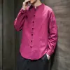 Nova Camisa Masculina Estilo Chinês Primavera e Verão 2023 Algodão e Linho Camisa Casual Tamanho Grande Tendência Cor Sólida Top de Botão para Homens