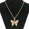 Collar de cadena de garra de diamante completo mariposa europea y americana elegante de una sola capa joyería con colgante de accesorios para mujer simple todo-partido