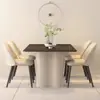 Mesa de comedor y sillas modernas minimalistas para el hogar, apartamento pequeño, mesa de comedor rectangular, mesa de comedor de losa de roca negra, italiana nueva de alta gama