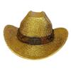Sombrero de Vaquero Nuevo con Brillo Transfronterizo Halloween Negro Dorado Plateado EVA Compuesto Sombrero de Vaquero Accesorios Cabeza de Ganado