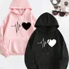 Sudadera con Capucha Forrada de Forro Polar con Estampado de Corazón - Suéter Casual para Mujer, una Opción para Otoño e Invierno