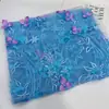 Tela de bordado plano de hilo multicolor tie-dye degradado floral hecha a mano, tela de bordado para vestido Hanfu cheongsam de malla