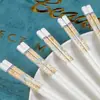 Palillos de Cerámica Jingdezhen para Uso Doméstico, Indeformables, Antimoho, Antidecoloración, Fáciles de Limpiar, Palillos de Cerámica Blanca Pura con Borde Dorado Verde Oscuro