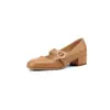 Sapatos de salto grosso tamanho comércio exterior 43 pequeno fresco 2022 boca rasa sapatos de salto médio sapatos wish31 bico quadrado tamanho preto bege