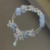 Popular Pulsera Serie Azul con un Fresco Estilo Oceánico, Versátil y Elegante Pulsera Estilo Palacio Cola de Pez Cadena de Cuentas Regalo para Estudiantes