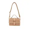 Bolso Cuadrado Pequeño Nuevo Retro Transfronterizo con Tapa abatible para Mujer, Bolso de Mano Tejido de Moda y Elegante, Versátil para Hombro o Cruzado