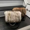 2026 Nuevo Bolso de Hombro Individual con Cadena de Felpa para Otoño Invierno Estilo Coreano para Mujer Sensación de Alta Gama Gran Capacidad Bolso Cruzado Bolso Tote de Moda