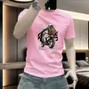 Camiseta de Manga Corta de Lujo de Marca Europea de Moda para Hombre con Estampado de Motocicleta, Top de Media Manga para Hombres Jóvenes