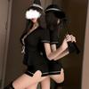 Lingerie Sexy para Mulheres Saia Sexy Ol Justa no Quadril com Renda Vazada Decote Baixo Uniforme de Aeromoça Policial Fantasia Celebridade da Internet Boate Não Precisa Tirar