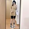 Top de Verano para Mujeres Embarazadas Xue Meifu Nuevo Diseño de Moda Sentido del Diseño Color Sólido Simple Holgado Casual Camiseta de Manga Corta para Usar como Exterior