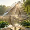 Escultura Cubo Geométrico Hueco Grande, Instalación de Exhibición Comercial para Oficinas de Ventas, Adorno de Arte Metálico Suministrado Directamente por el Fabricante