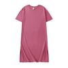 2026Treze CoresAlgodão Puro Cor Sólida Vestido de Verão com Fenda, Moda Solta Vestido Longo, Vestido Camiseta de Manga Curta