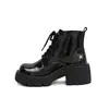 Botines de Suela Gruesa para Mujer 2024 Estilo Británico Primavera y Otoño Botines de Tacón Grueso Botines Cortos Delgados de Suela Suave para Ropa de Trabajo de Mujer y Versátiles