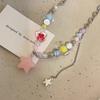 Colar de Borla com Estrelas Bordadas em Contas de Cor Dopamina para Mulheres 2024 Novas Explosões Colar Sweet Girl Candy Paradise