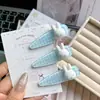 Lindo pasador de pelo de conejo Miffy de cuadros azules de dibujos animados, pin dulce y femenino, adorable y delicado, versátil para el flequillo