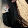 Pendientes de clip de oreja de circonita con perla superbrillante de lujo de alta gama de Niche, con viento frío, para mujer