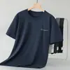 Camiseta de Algodón con Brillo de Seda de Manga Corta para Hombre con Cuello Redondo 7A Antibacteriana de Seda de Hielo Sensación Fresca Camiseta de Manga Media para Usar Debajo Camiseta de Verano