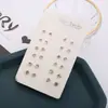 Juego de 12 pares de pendientes de oro y plata con seis garras, diamantes grandes y pequeños, combinación de pendientes sencillos de moda, joyería