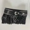 Edad Media Chica de las Especias Milenio Subcultura Gancho de Disco Cuero Sintético Vintage Remache Puntada Aleación Cinturón Cinturón Ancho