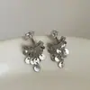 Pendientes de Borlas con Lentejuelas Multicapa para Mujer Delanteros y Traseros, Moda Versátil Retro de Lujo Ligero de Alta Gama Francesa Pendientes y Pendientes