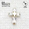 Pendientes de Cruz de Aleación de Titanio F136 Circonita 0.9 Rosca Interna Labret de Circonita Pendientes de Oreja Joyería para Piercing Adorno para la Cabeza