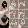 Novo Estilo Chinês Novo Clipe de Cabelo Bola de Flores Feminino Asas Borla Fivela de Rabo de Cavalo Parte de Trás da Cabeça Adorno de Cabelo